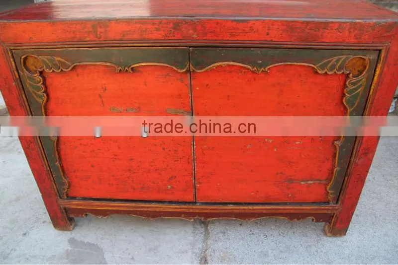 Chinese antique furniture red mongolia cabinet