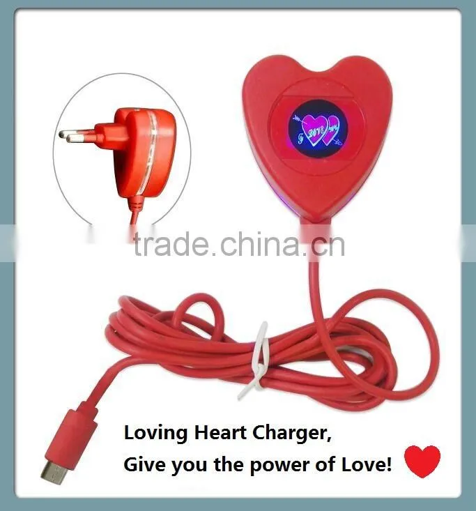 Loving heart mobile charger special for wholesale wall charger travel charger 600ma 1A