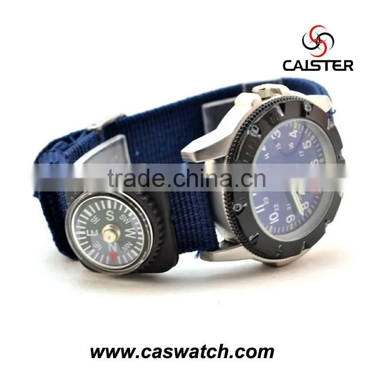 Special watch with a compass blue nylon band kids watch