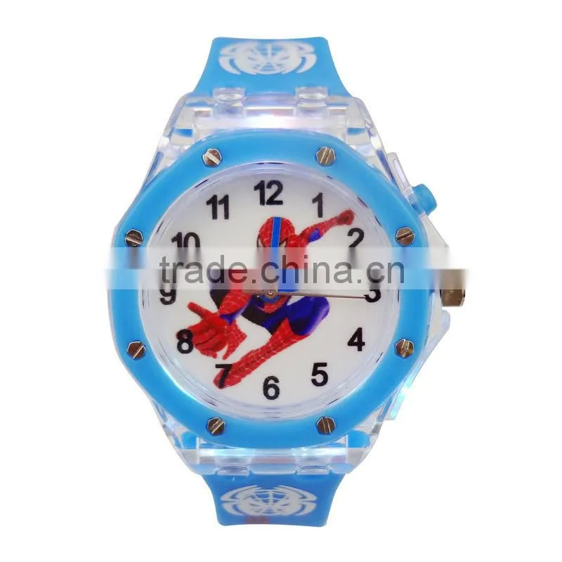 fashion printed spiderman Children silicone watch silicone flashing watch customized kids digital watch