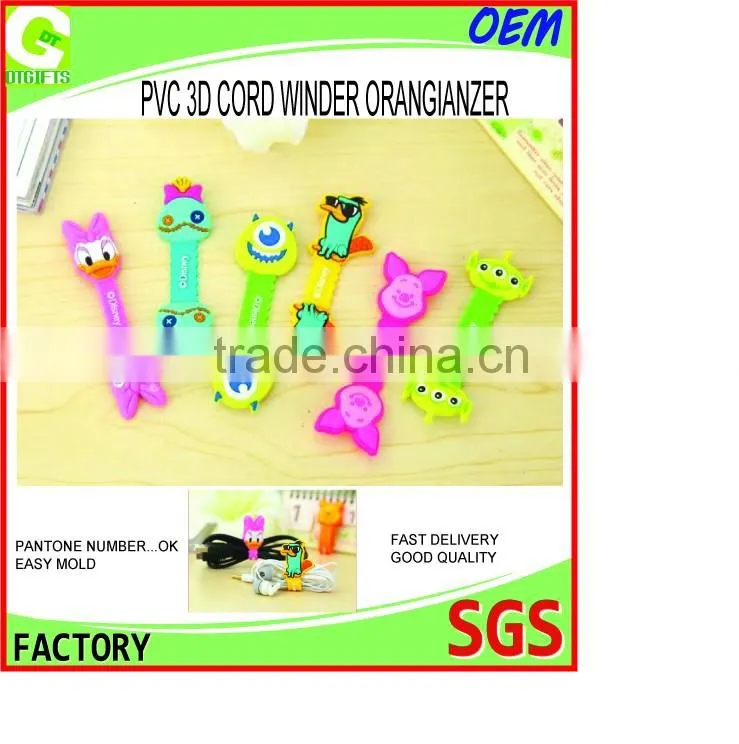 Colorful pvc rubber earphone cable cord winder,mobile cable winder cheap promotion items liner winder