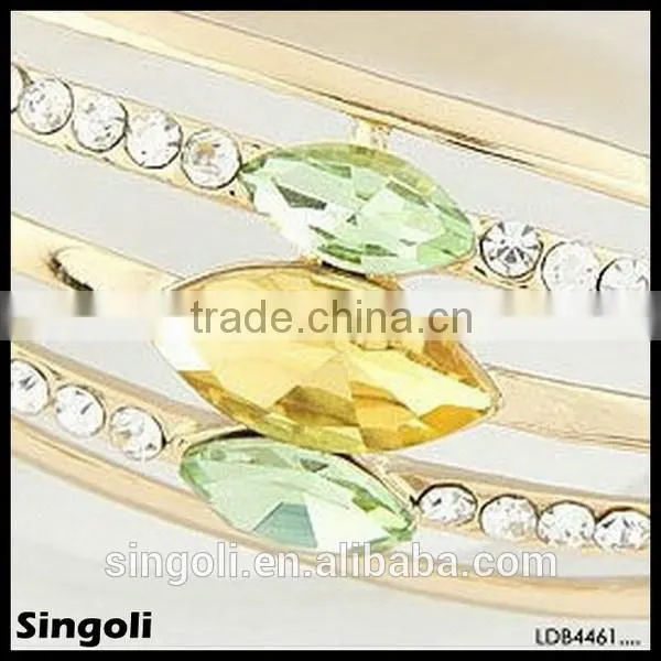 Sophisticated metal crafte one direction mutil-layers gold bangle clear crystal bracelet hyaline magnetic gemstone bracelet