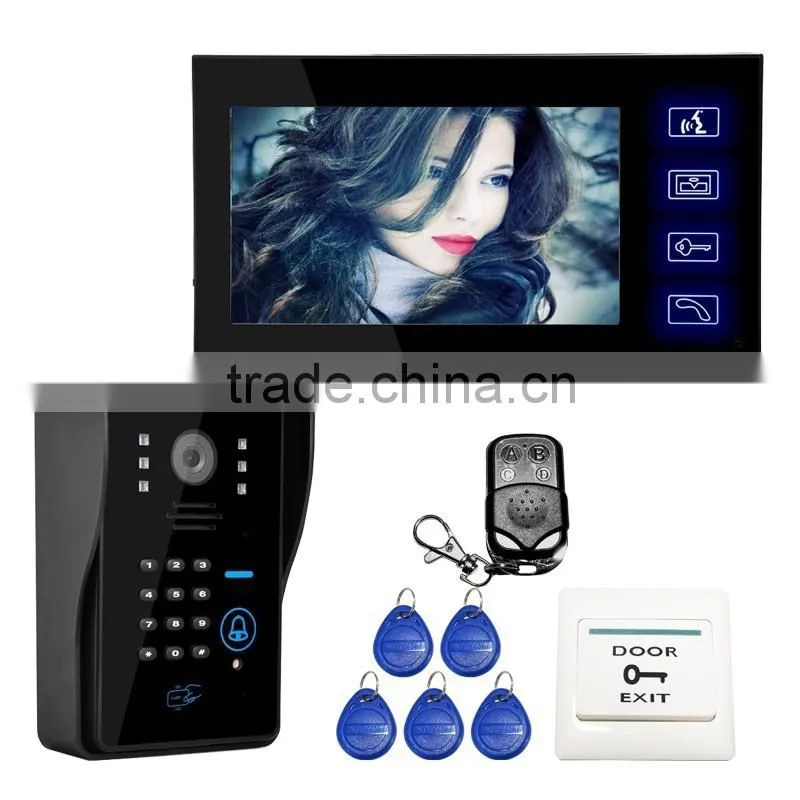 New 7" TFT Video Intercom Remote Unlock Night Vision CCTV Camera Rainproof Security Video Wireless Doorbell