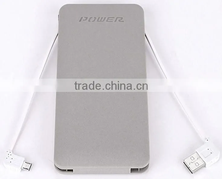 Ultra slim built-in cable power bank 10000 mah