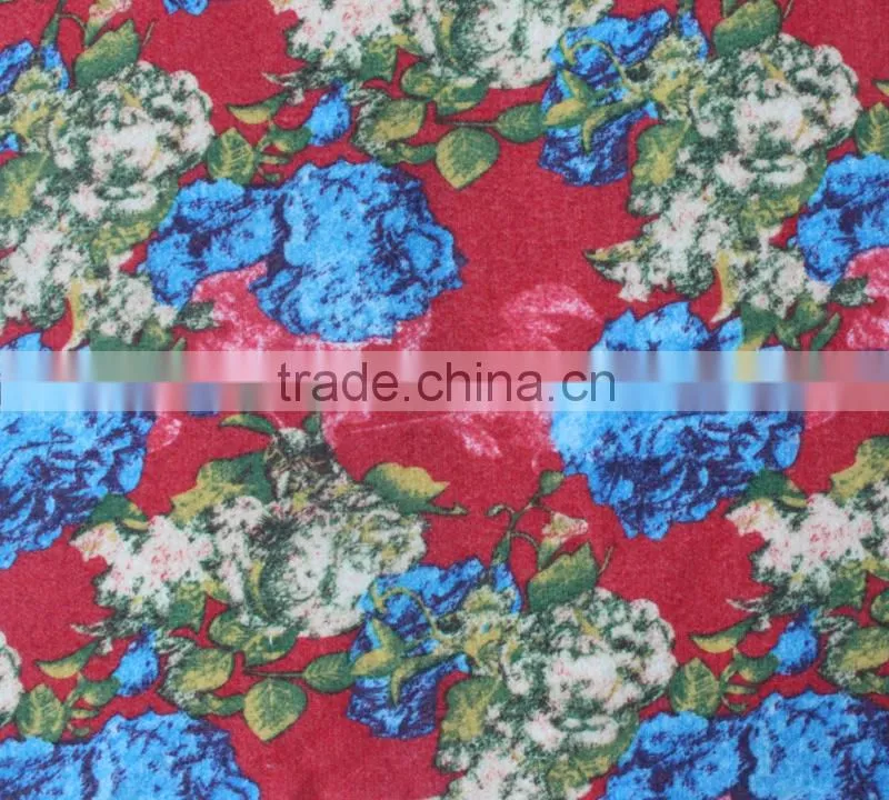 2016 flower pattern printed brushed fabric/tr brushed fabric
