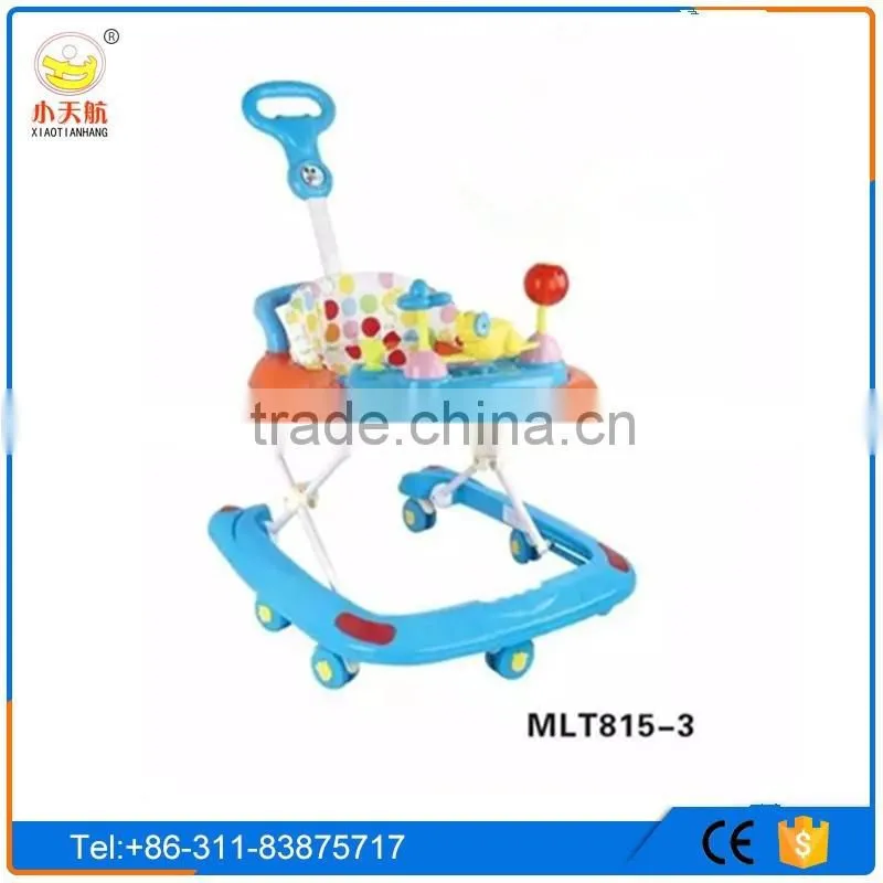 Comfort softextile rotating baby walker for sale/baby trolley walker with caster 8 swivel wheel