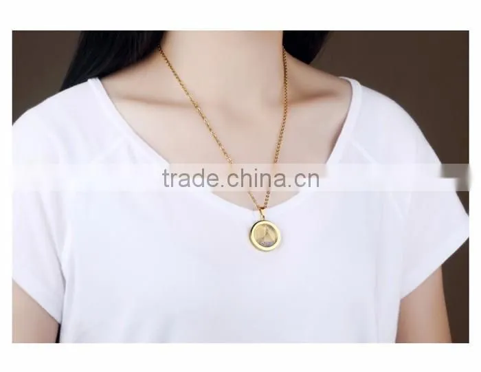 316L stainless steel good quality cubic zircon 24k gold pendant