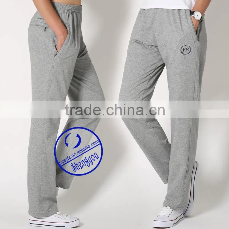 2015 custom mens sport jogger pants grey color wholesale sweatpants