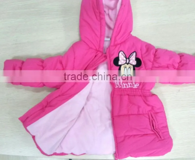 2015 new girls winter cotton padded coat kids girls hooded