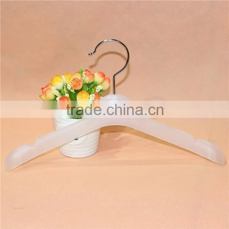Translucent plastic children hanger for garment display