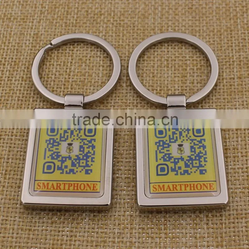 Promotion Custom Rectangle Metal Printing QR Code Keychain