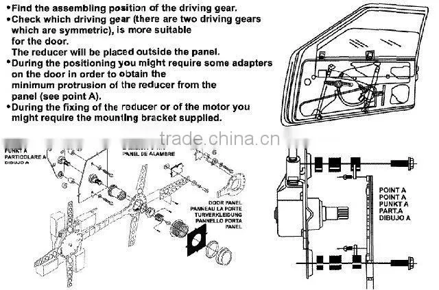 Power window motor, Power window raising motor,power window rolling up, with power window switch, worm type (PW803)