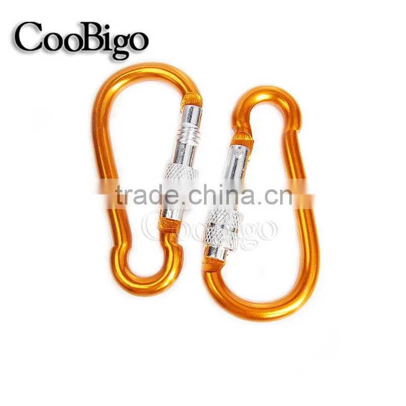 Multi-Color Aluminum Spring Locking Carabiner Snap Hook Keychain Hiking Camping #FLQ188-7C(Mix-s)