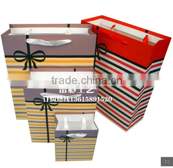 Beautiful stripe design luxury printed paper gift bag, craft bag