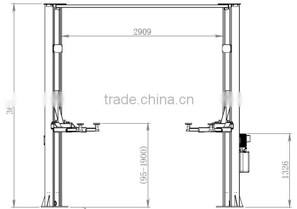 assemtric column two post lift