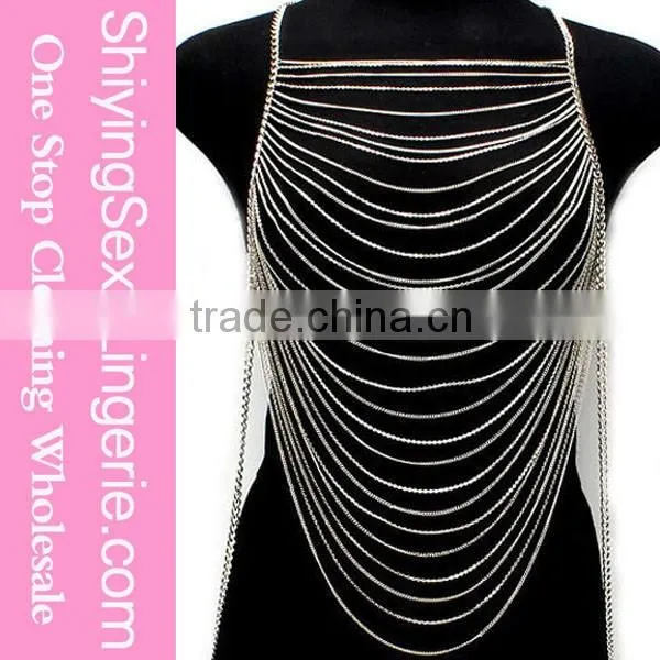 Elegant Multi-layer Silver Tassel Bikini women body chain