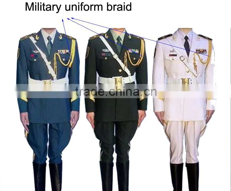 Metallic yarn silver military uniform braid