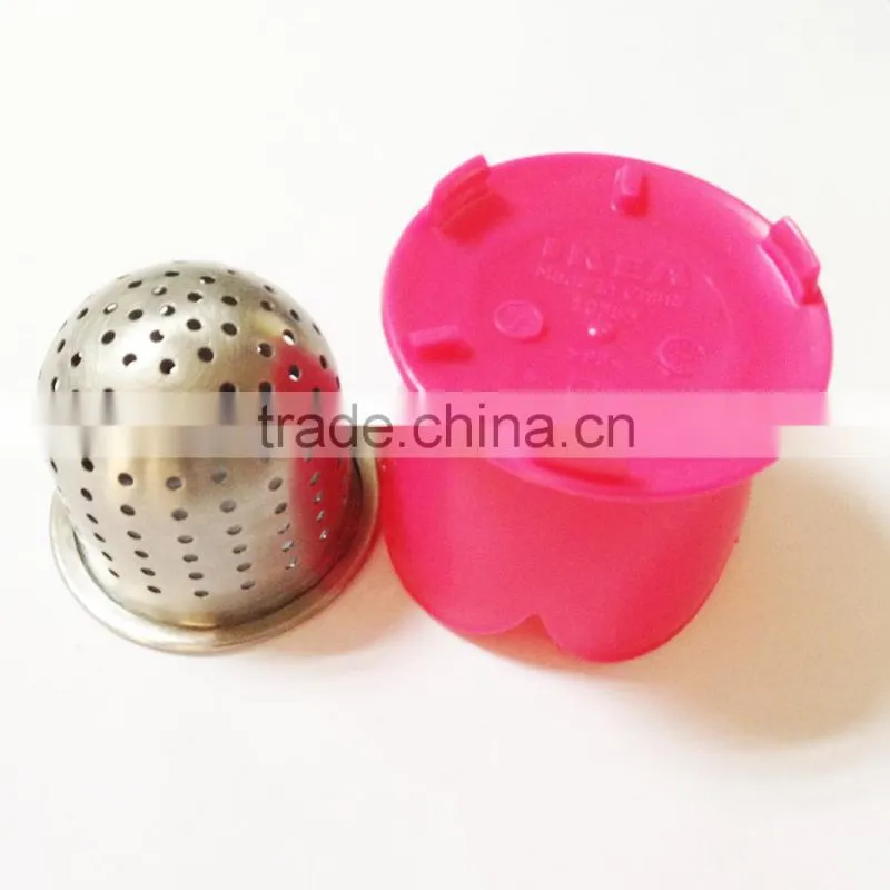 beautful pink stainless steel plastic tea strainer gift