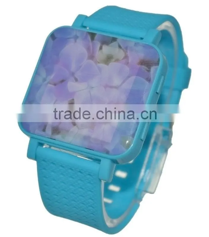 square led silicone watch print picture water resistant led digital watch in china factory