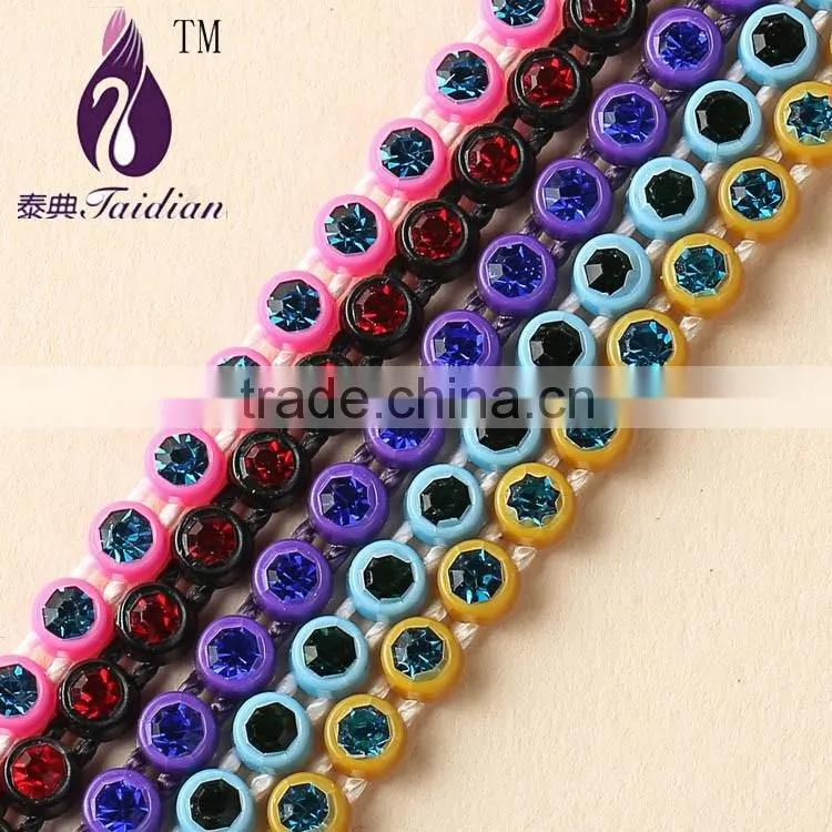 gold rhinestone trim/3MM AB Stone chain