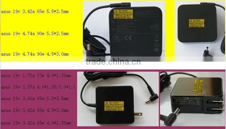 for asus laptop ac adapter 19V 4.74A 90W square plug charger adapter