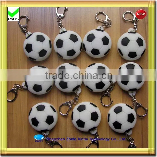 football shape silicone rubber led cheap keychains in bulk