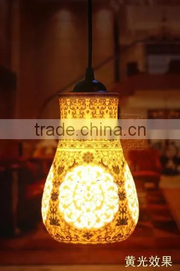 Vintage LED Pendant Light Blue White Porcelain Ceramic Loft Coffee Bar Restaurant Kitchen Lights
