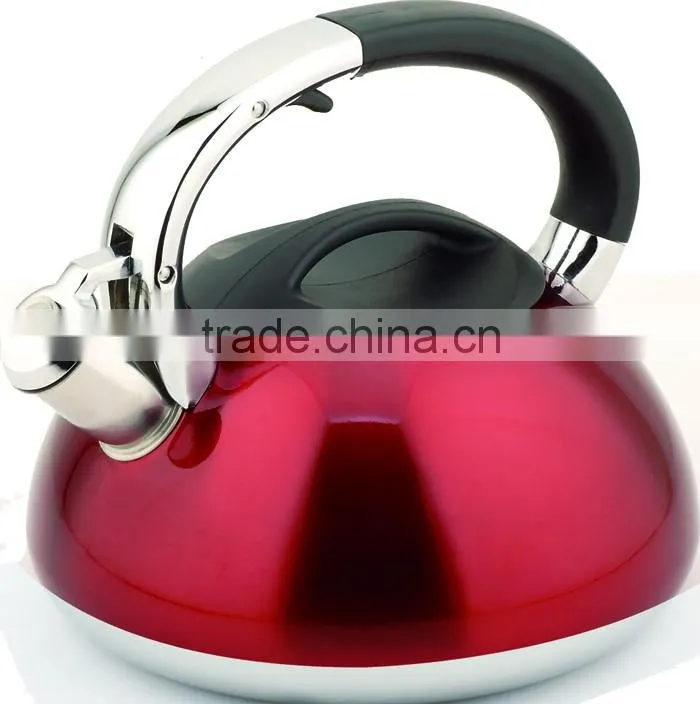 stainless steel mirror spout brew kettle with black plastic handle