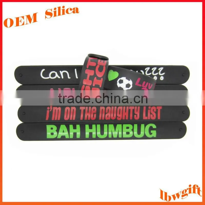 Colorful Kitty LOGO Reflective custom emboss silicone slap bracelet