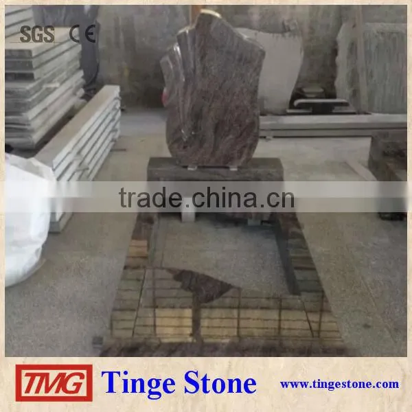 Carved angel granite tombstone double heart designs