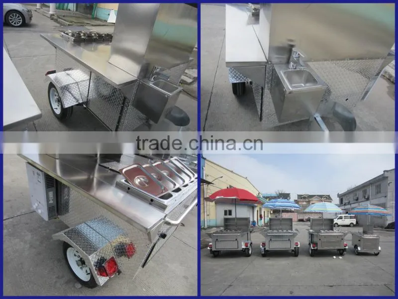 2015 hot sales best quality CE ISO UL EEC hot dog cart food vending hot dog cart stainless steel hot dog cart