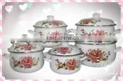 2014 New Design White Color High Quality Flower Decal Enamel Cookware Pot Set 5 pcs