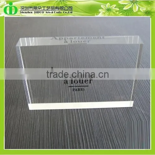 DDB-0040 ISO9001 Chinese Factory Wholesale SGS Test Clear Solid Acrylic Brand Block
