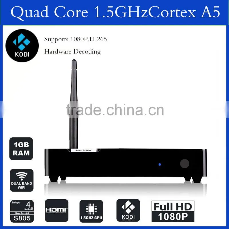 Android TV Box T6 4.4 OS With Amlogic 805 QUAD Core 1G RAM 8G ROM with Kodi fully loaded smart tv box