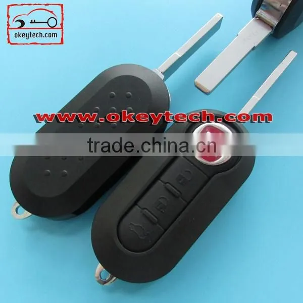 High Quatity Fita 500 flip remote key shell black 3 button Fiat 500 Brava Panda Punto fobs romote key case