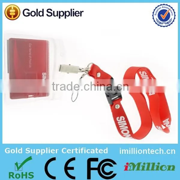 Promotional custom printing USB drive flash lanyard with plastic clip