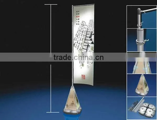5m telescopic guide flagpole, Outdoor flagpole lighting, flagpole base