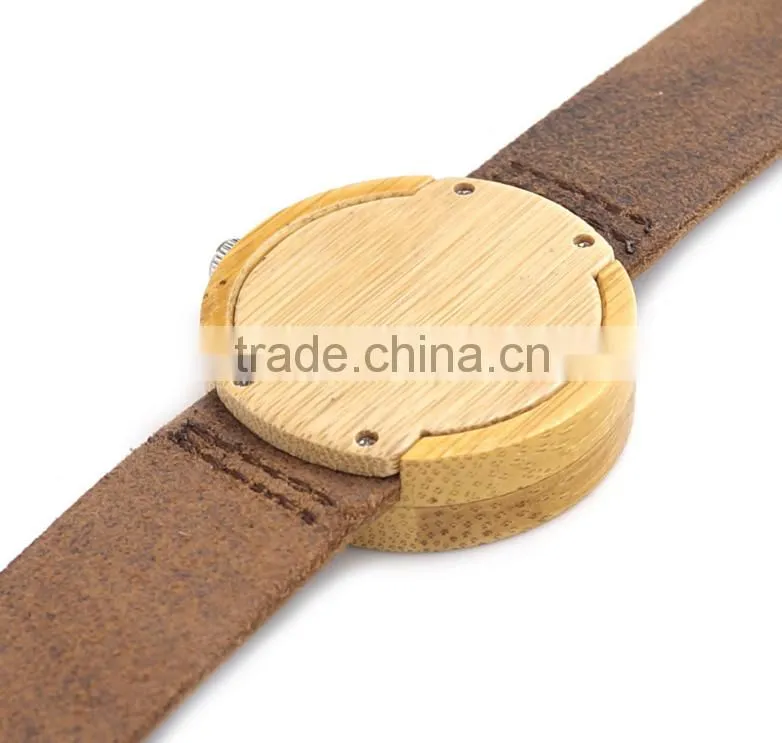 Hotsale bamboo watches with leather strap wooden watches
