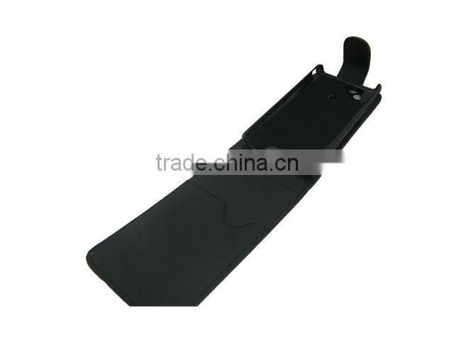 Carbon Fiber Leather Wallet Case with credit card for sony ericsson X12