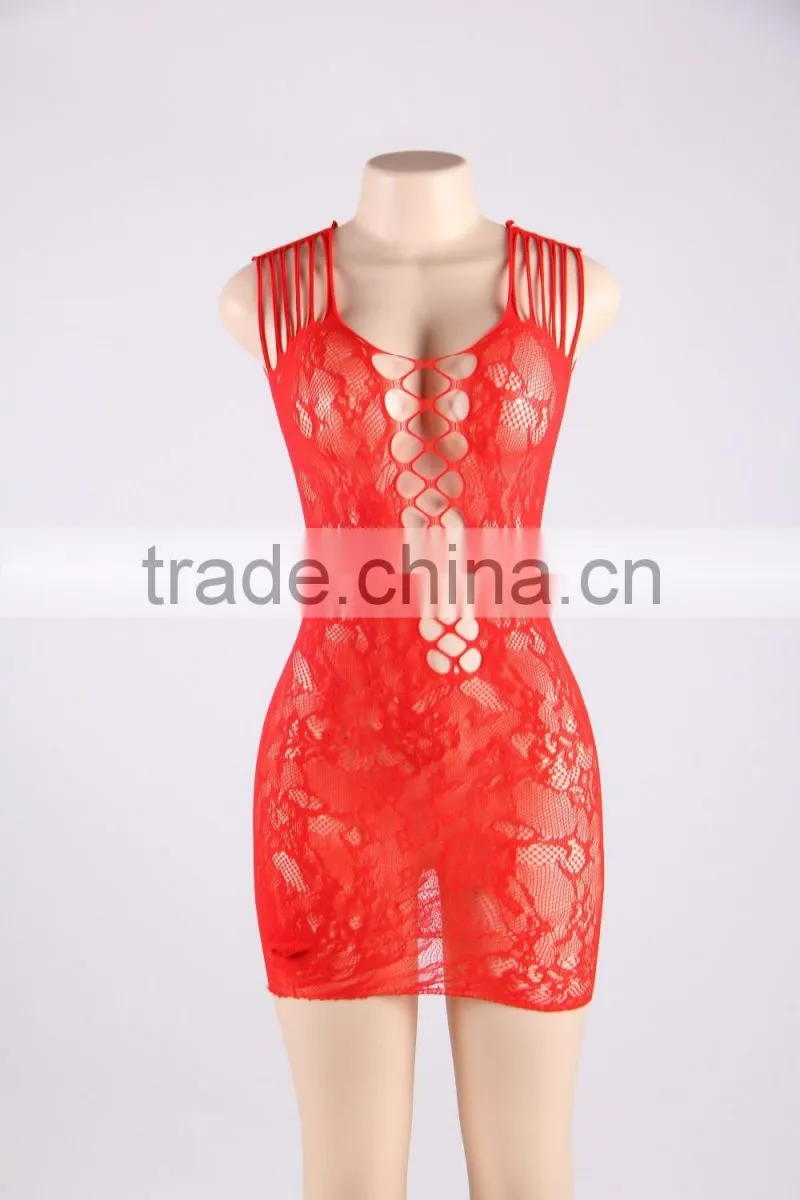 Transparent sexy hot wholesale short style sheer nylon bodystocking