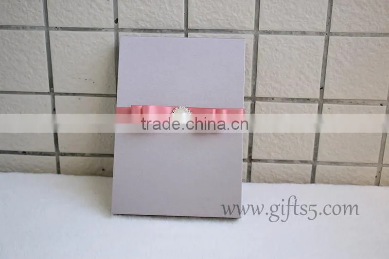 Custom handmade wedding invitation box with ribbon