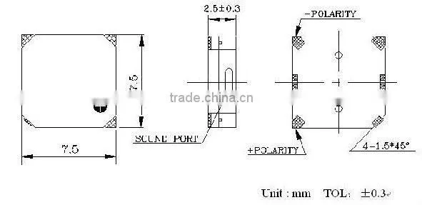 7525 SMD BUZZER magnetic buzzer smallest buzzer