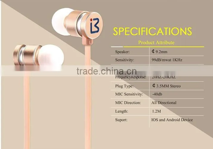 2016 promotional gift EPM200 metal earphone mobile phone OEM logo design metal microphone earphone