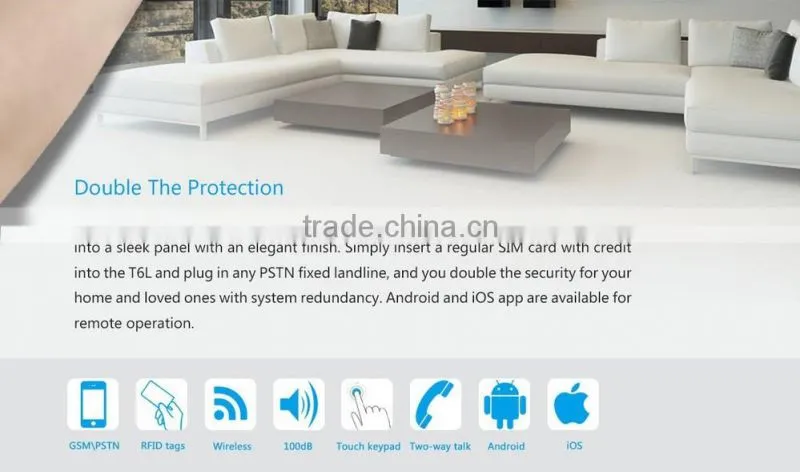 Smoke Fire Detectiron PSTN GSM Wireless Alarm System Support IOS Android APP Remote Control