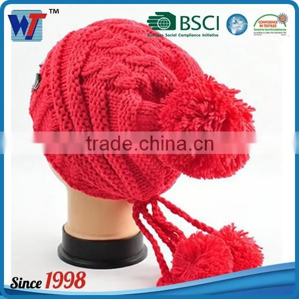 High Quality Pom Pom Cheap Custom Winter Hat Knitted Beanie Knitted Hat