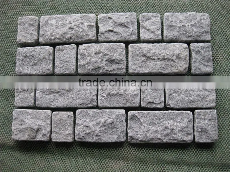 dark grey granite cube stone