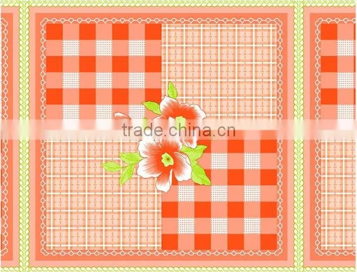 printed floral and checked design PEVA table cloth with lace/wave/straight edge
