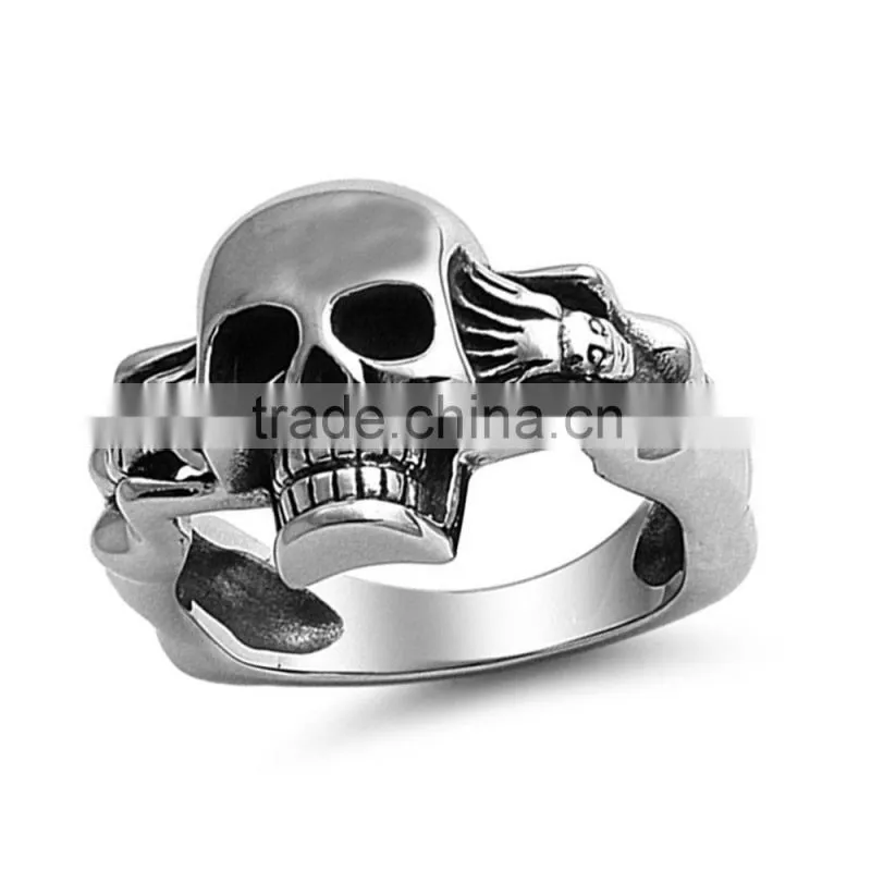 Jingli Jewelry China factory best seller stainless steel crystal women skull rings (HS-109)