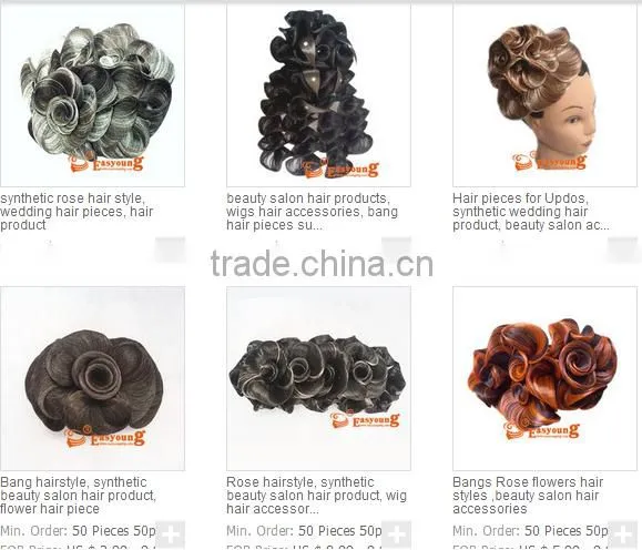 Rose hair flowers suppliers, wigs wig hair accessories, salon synthetic hair piece for updo