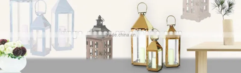 Fancy shape best selling wooden candle lanterns for garden decor